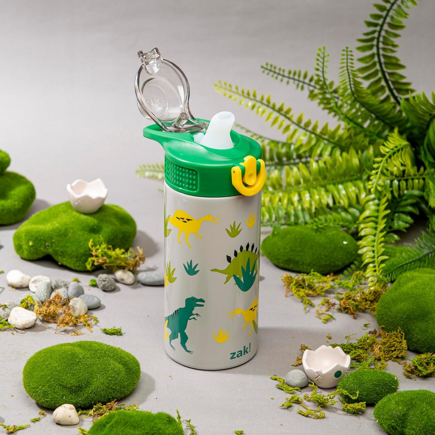 imageZak Designs Bluey Sage Kids Water Bottle For School or Travel 14oz Stainless Steel Water Bottle With Straw Handle and LeakProof PopUp Spout Cover Bluey amp BingoDino