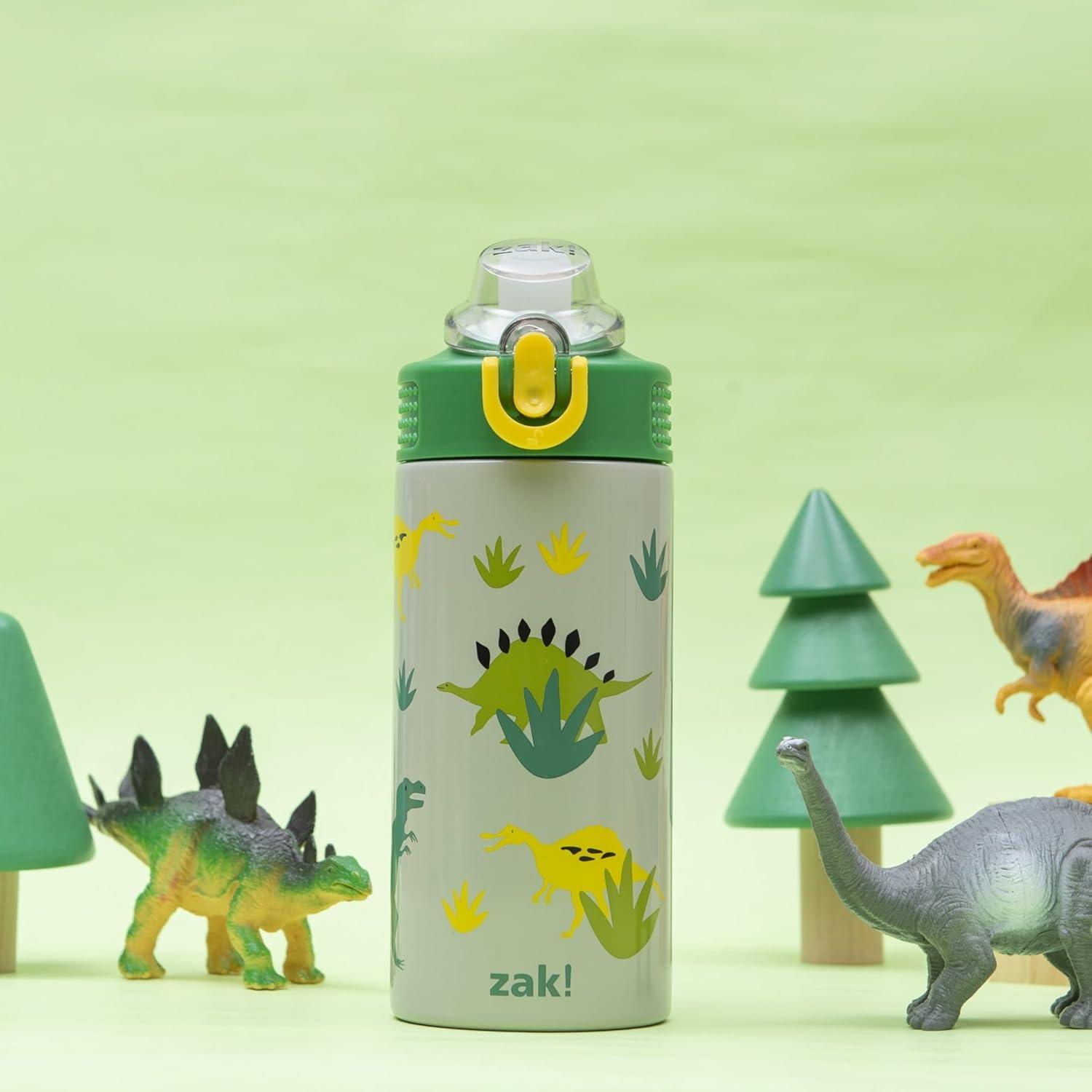 imageZak Designs Bluey Sage Kids Water Bottle For School or Travel 14oz Stainless Steel Water Bottle With Straw Handle and LeakProof PopUp Spout Cover Bluey amp BingoDino