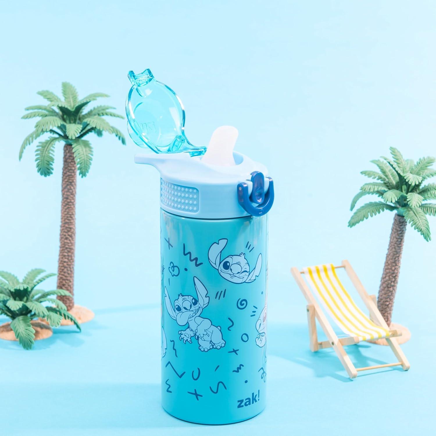 imageZak Designs Bluey Sage Kids Water Bottle For School or Travel 14oz Stainless Steel Water Bottle With Straw Handle and LeakProof PopUp Spout Cover Bluey amp BingoStitch