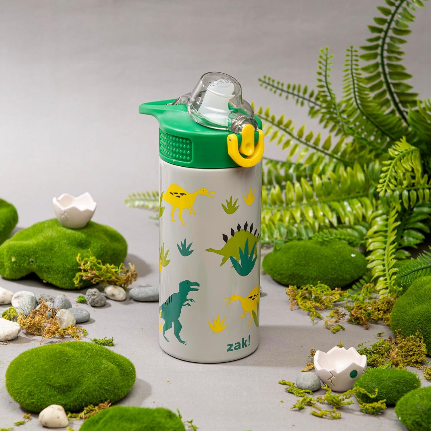 imageZak Designs Bluey Sage Kids Water Bottle For School or Travel 14oz Stainless Steel Water Bottle With Straw Handle and LeakProof PopUp Spout Cover Bluey amp BingoDino