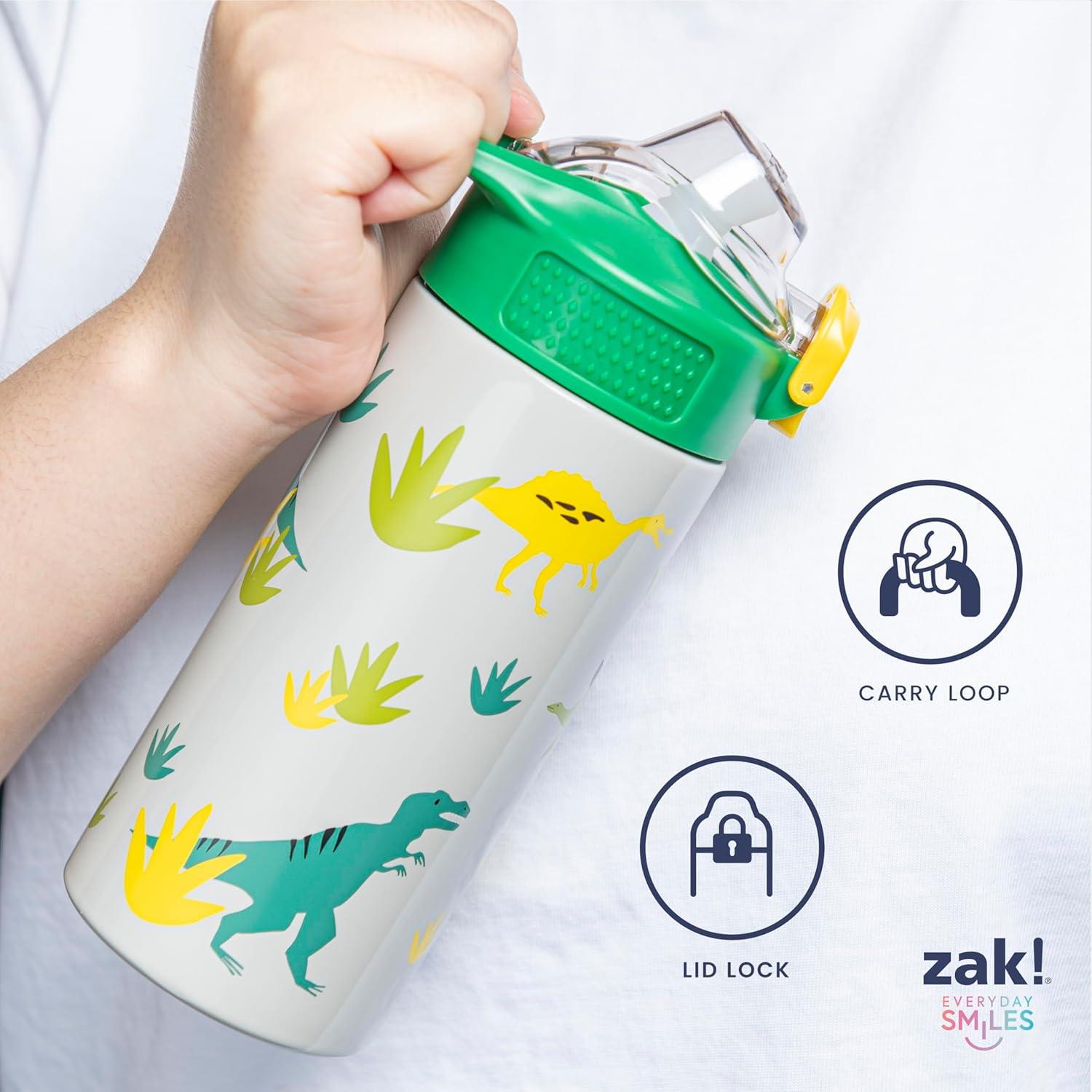 imageZak Designs Bluey Sage Kids Water Bottle For School or Travel 14oz Stainless Steel Water Bottle With Straw Handle and LeakProof PopUp Spout Cover Bluey amp BingoDino