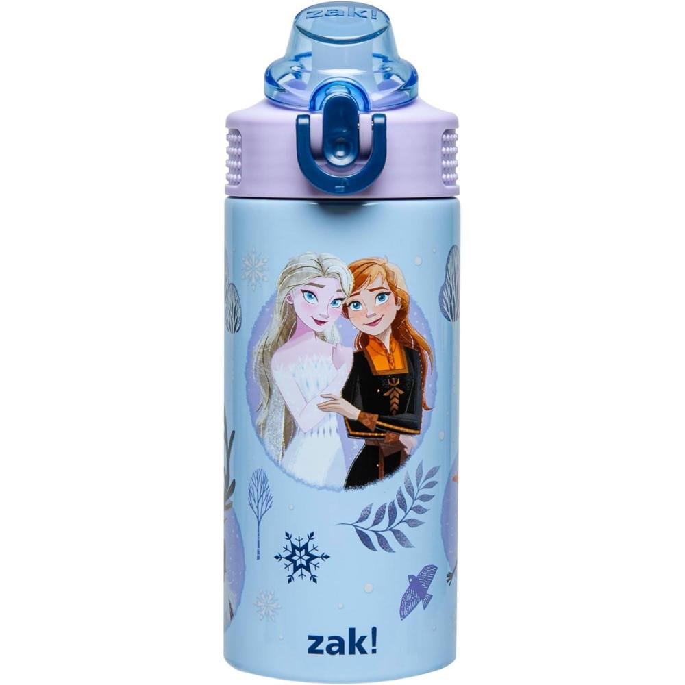 imageZak Designs Bluey Sage Kids Water Bottle For School or Travel 14oz Stainless Steel Water Bottle With Straw Handle and LeakProof PopUp Spout Cover Bluey amp BingoDisney Frozen