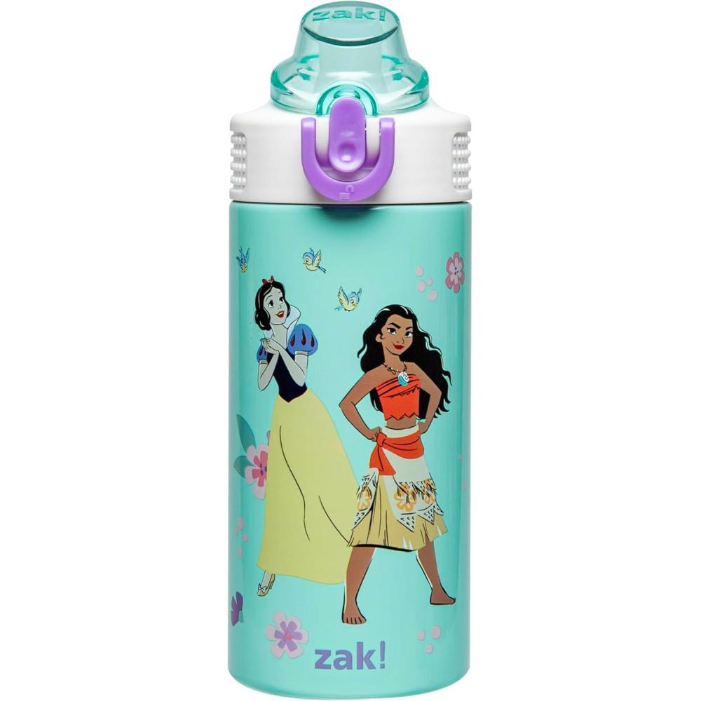 imageZak Designs Bluey Sage Kids Water Bottle For School or Travel 14oz Stainless Steel Water Bottle With Straw Handle and LeakProof PopUp Spout Cover Bluey amp BingoDisney Princess