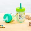 Zak Designs Bluey Capri Toddler Tumblers For Travel or At Home, 9oz 2-Pack Double Wall Plastic Sippy Cups With Leak-Proof Design is Perfect For Kids (Bluey, Bingo)(Bluey)