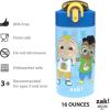 Zak Designs Bluey Kids Water Bottle Durable Plastic Spout Cover and Built-in Carrying Loop, Leak-Proof Water Design for Travel, (16oz, 2pc Set), 2pk(CoComelon 2pk)