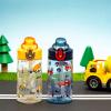 Zak Designs Bluey Kids Water Bottle Durable Plastic Spout Cover and Built-in Carrying Loop, Leak-Proof Water Design for Travel, (16oz, 2pc Set), 2pk(Construction and Rescue)