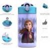 Zak Designs Bluey Kids Water Bottle Durable Plastic Spout Cover and Built-in Carrying Loop, Leak-Proof Water Design for Travel, (16oz, 2pc Set), 2pk(Elsa & Anna (Frozen 2))