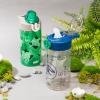 Zak Designs Bluey Kids Water Bottle Durable Plastic Spout Cover and Built-in Carrying Loop, Leak-Proof Water Design for Travel, (16oz, 2pc Set), 2pk(Jurassic World (Green and Blue))
