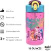 Zak Designs Bluey Kids Water Bottle Durable Plastic Spout Cover and Built-in Carrying Loop, Leak-Proof Water Design for Travel, (16oz, 2pc Set), 2pk(My Little Pony 2pk)