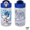 Zak Designs Bluey Kids Water Bottle Durable Plastic Spout Cover and Built-in Carrying Loop, Leak-Proof Water Design for Travel, (16oz, 2pc Set), 2pk(Sonic  Tails)