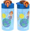 Zak Designs Bluey Kids Water Bottle Durable Plastic Spout Cover and Built-in Carrying Loop, Leak-Proof Water Design for Travel, (16oz, 2pc Set), 2pk(Blippi 2pk)