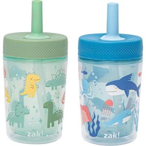 Zak Designs Bluey Capri Toddler Tumblers For Travel or At Home, 9oz 2-Pack Double Wall Plastic Sippy Cups With Leak-Proof Design is Perfect For Kids (Bluey, Bingo)(Dino Buddies  Bubble Bay)