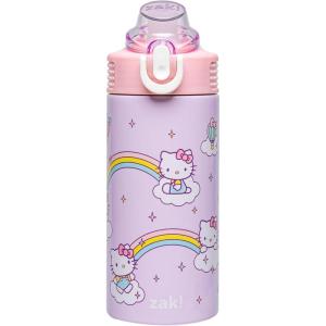 Zak Designs Bluey Sage Kids Water Bottle For School or Travel, 14oz Stainless Steel Water Bottle With Straw, Handle, and Leak-Proof, Pop-Up Spout Cover (Bluey & Bingo)(Hello Kitty)