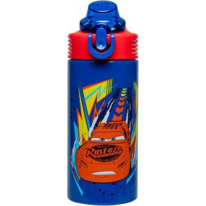 Zak Designs Bluey Sage Kids Water Bottle For School or Travel, 14oz Stainless Steel Water Bottle With Straw, Handle, and Leak-Proof, Pop-Up Spout Cover (Bluey & Bingo)(Disney Pixar Cars)
