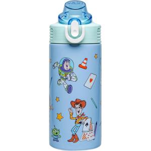 Zak Designs Bluey Sage Kids Water Bottle For School or Travel, 14oz Stainless Steel Water Bottle With Straw, Handle, and Leak-Proof, Pop-Up Spout Cover (Bluey & Bingo)(Toy Story)