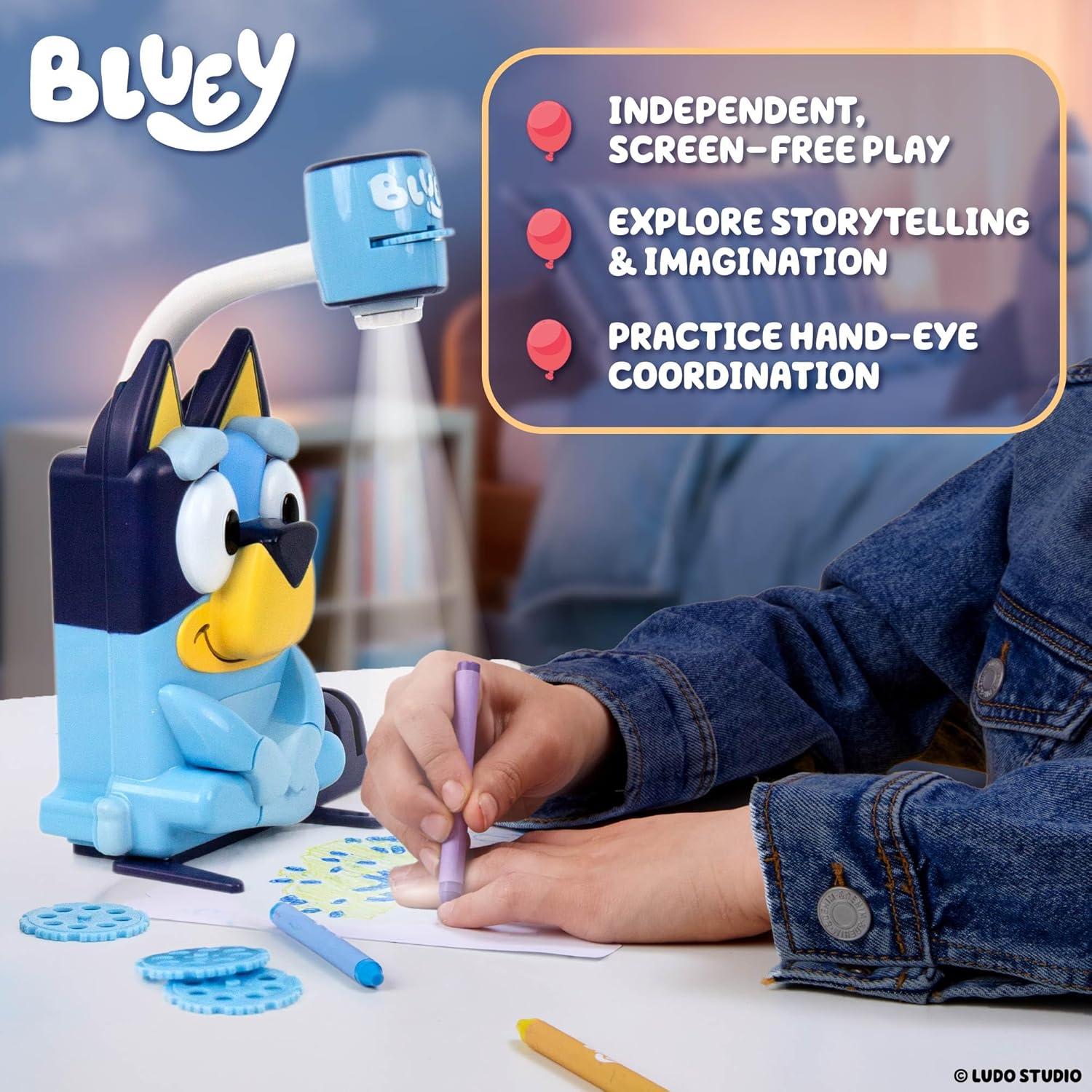 imageBluey Draw N Create Projector Toy Includes Slides to Trace amp Color Scenes with Crayons Batteries Required