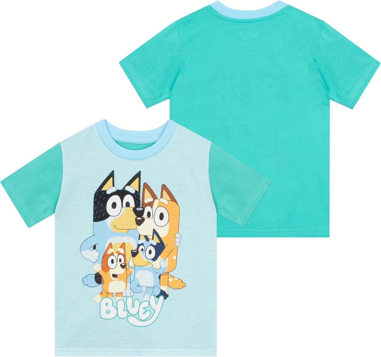 imageBluey Drop Shoulder TShirt and Shorts Outfit Set Toddler to Big Kid Sizes 2T 1012Short Sleeve