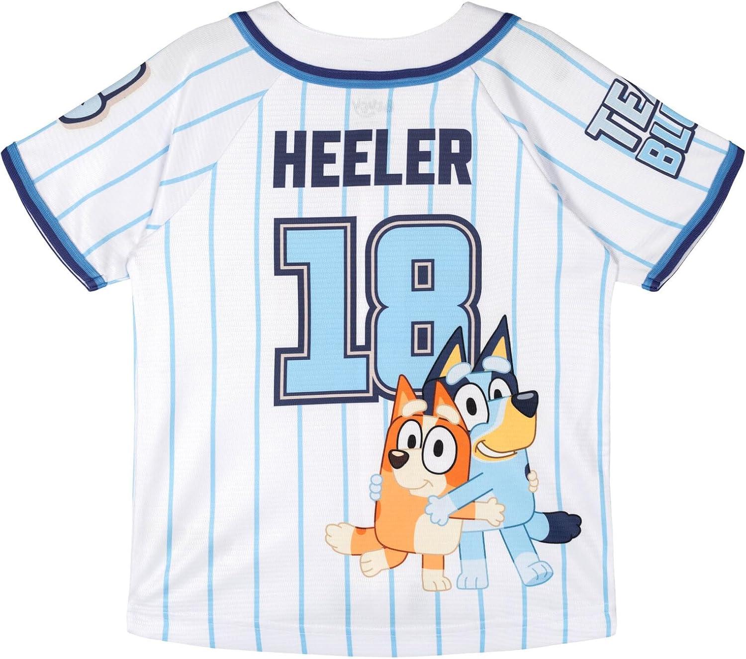 imageBluey Mesh Baseball Jersey Athletic Button Down Shirt Infant to Little Kid Sizes 12 Months 78White Blue