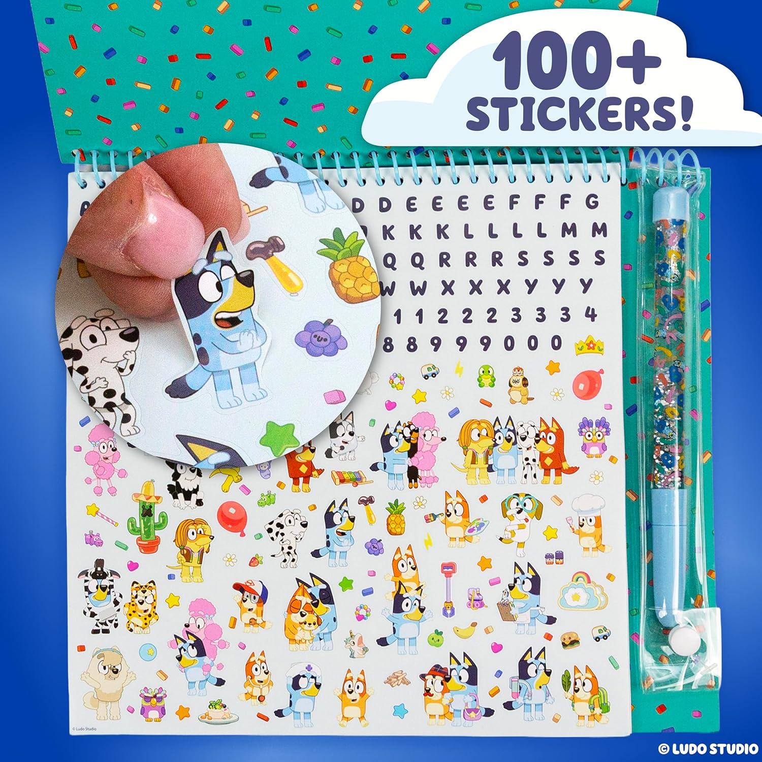 imageBluey Sketchbook 20Page Coloring Book with Bluey Stickers amp Glitter Pen Fun Art Supplies for Kids Great Kids GiftsBluey