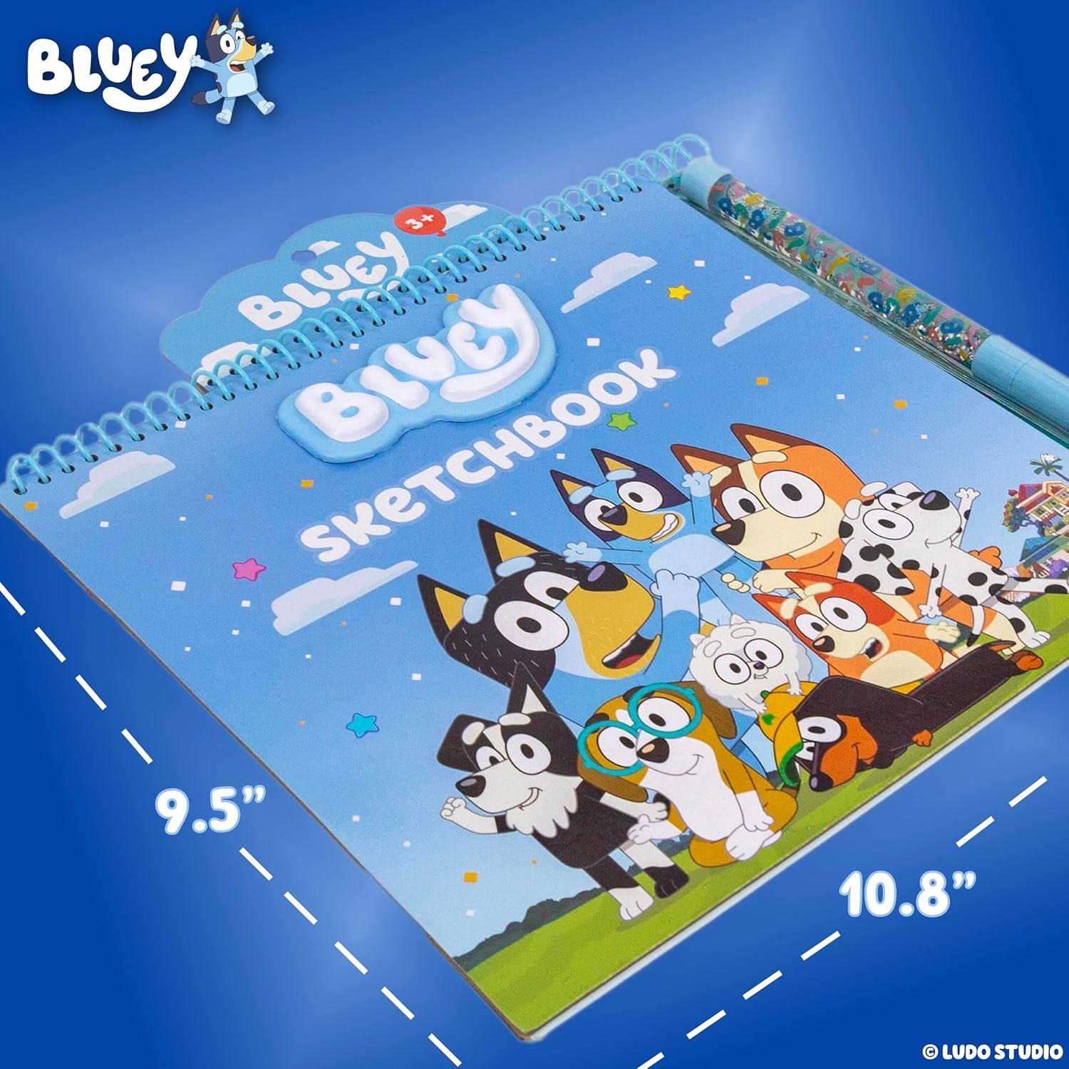 imageBluey Sketchbook 20Page Coloring Book with Bluey Stickers amp Glitter Pen Fun Art Supplies for Kids Great Kids GiftsBluey