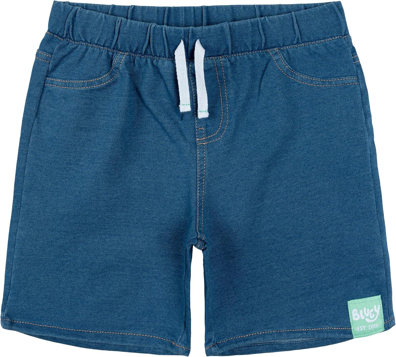 imageBluey TShirt and French Terry Denim Shorts Outfit Set Newborn to Little Kid Sizes 03 Months 5Green Blue