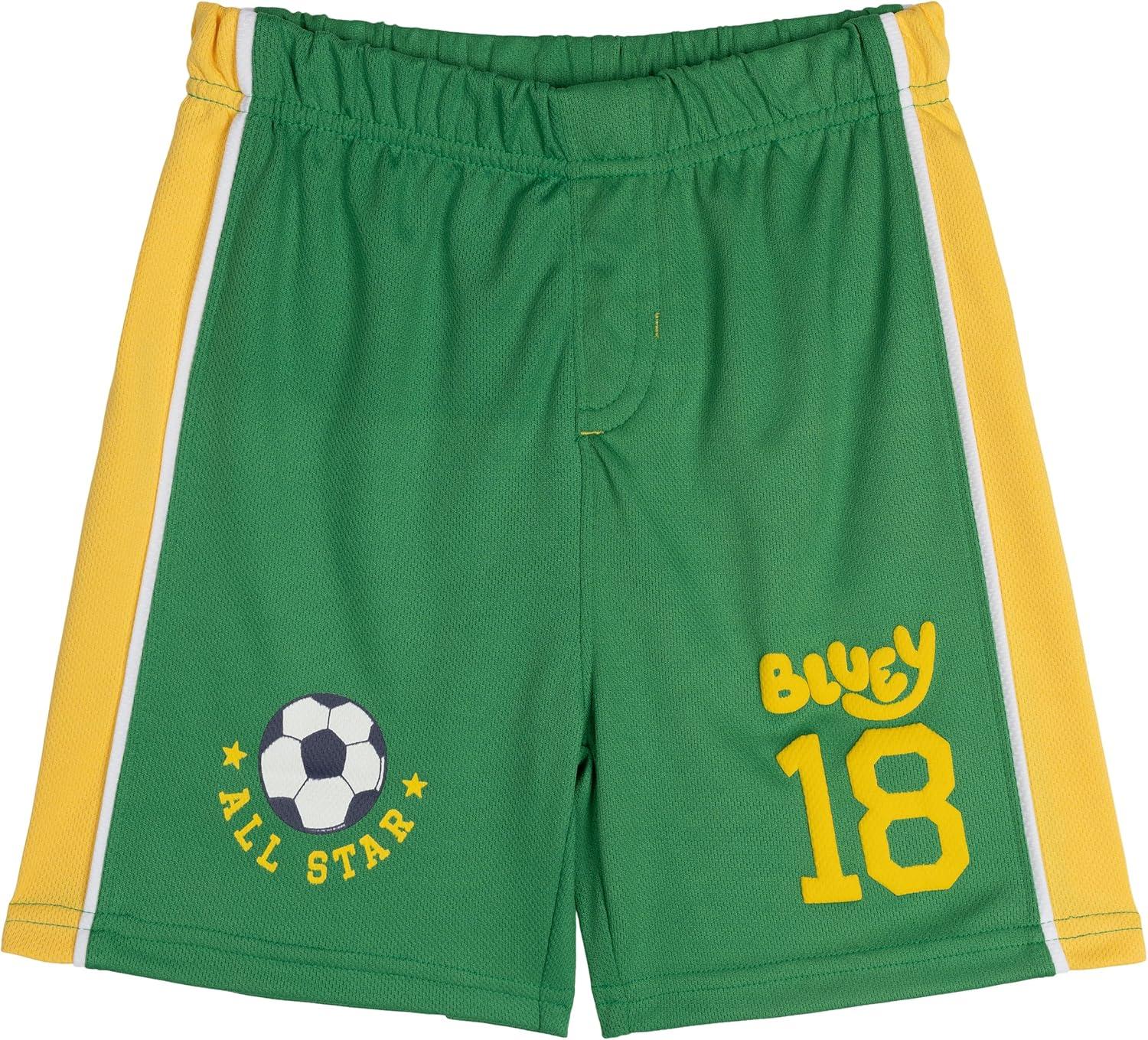imageBluey TShirt and Mesh Shorts Outfit Set Infant to Big Kid Sizes 12 Months 1012Yellow Green