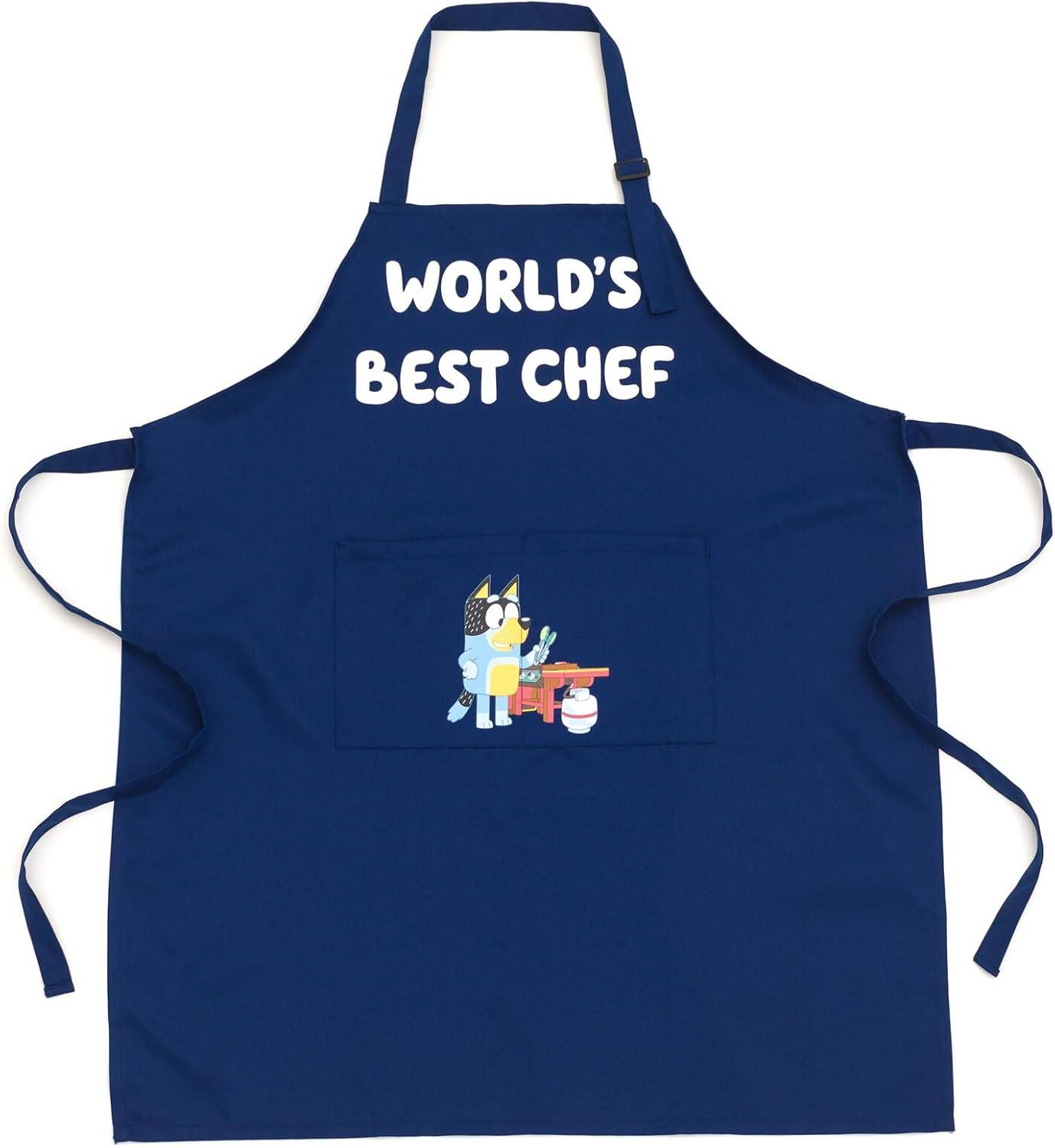 imageBluey Twill Apron and Chef Hat Cooking Set Kid and Adult SizesNavy Bandit