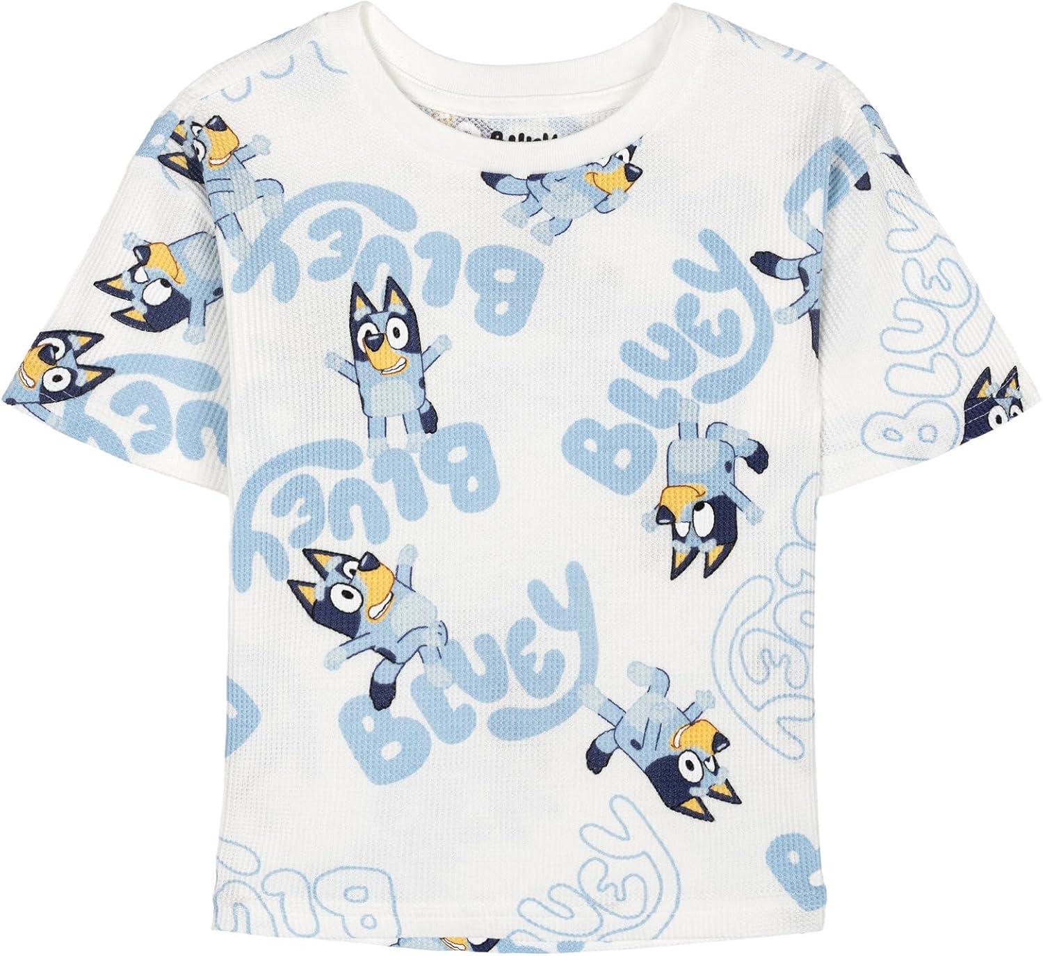 imageBluey Waffle TShirt amp Shorts Set Infant to Little Kid Sizes 12 Months 78Offwhite Blue