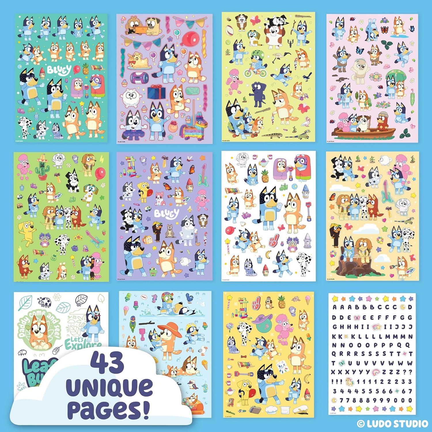 imageHorizon Group USA Sticker Book with Large and Small Sizes Kids Stationary for Water Bottle Notebooks and Party Favors 1500 Bluey