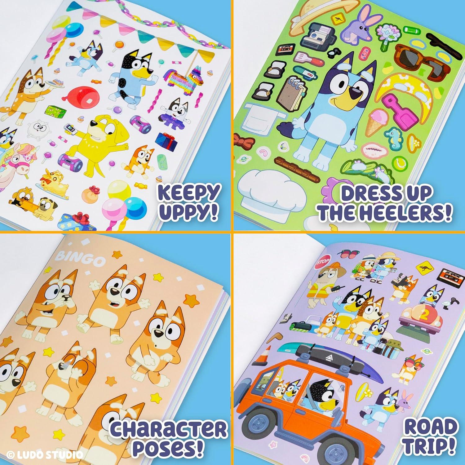 imageHorizon Group USA Sticker Book with Large and Small Sizes Kids Stationary for Water Bottle Notebooks and Party Favors 1500 Bluey
