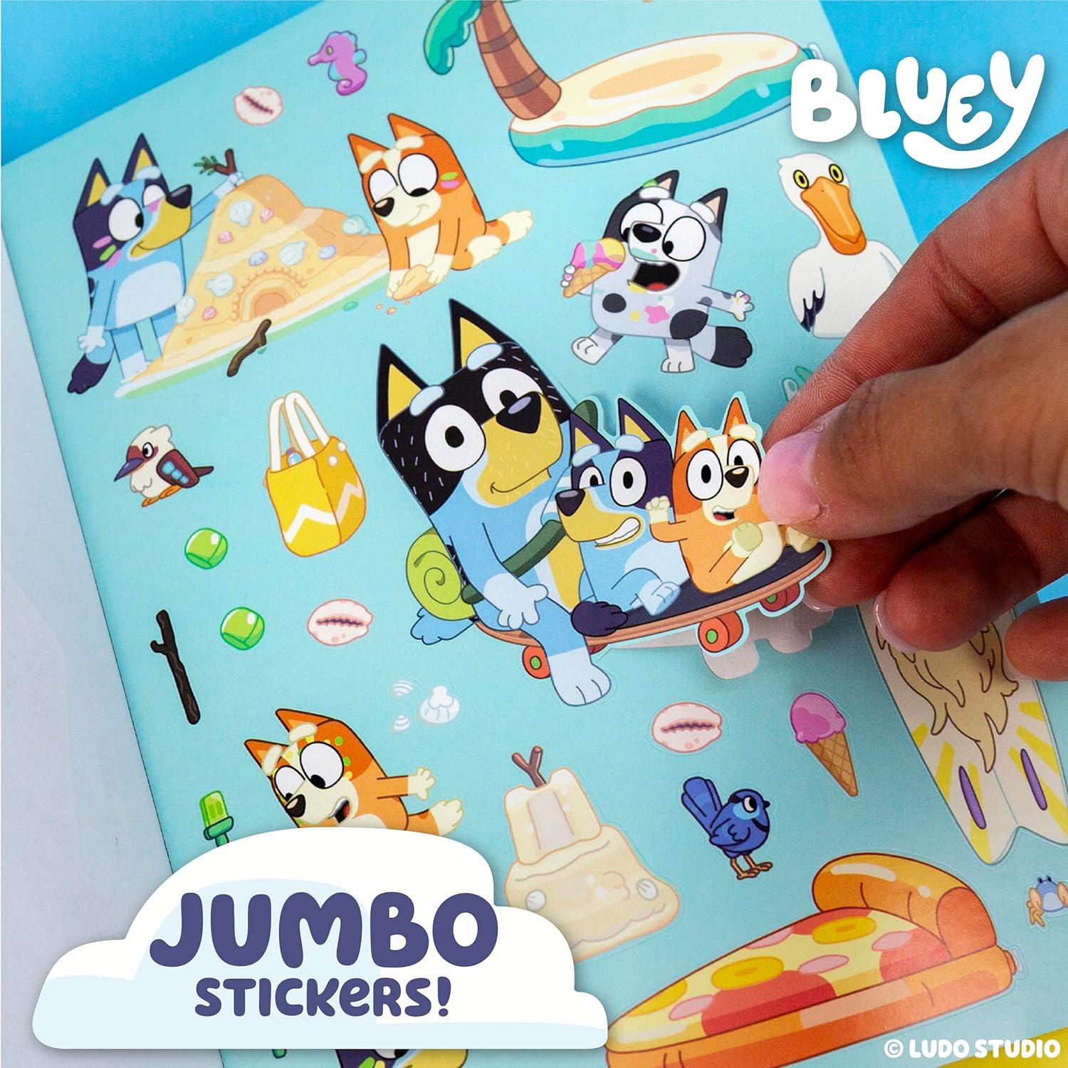 imageHorizon Group USA Sticker Book with Large and Small Sizes Kids Stationary for Water Bottle Notebooks and Party Favors 1500 Bluey