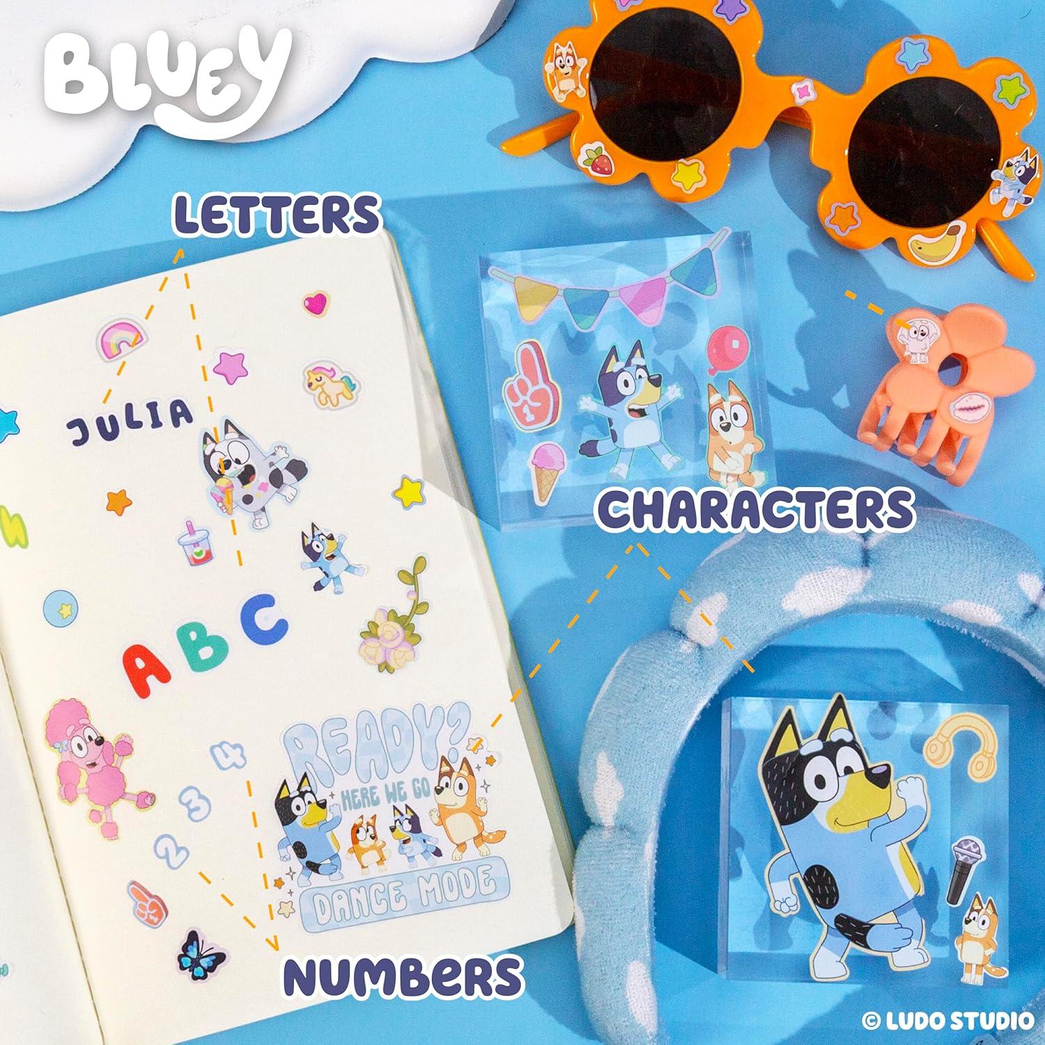 imageHorizon Group USA Sticker Book with Large and Small Sizes Kids Stationary for Water Bottle Notebooks and Party Favors 1500 Bluey