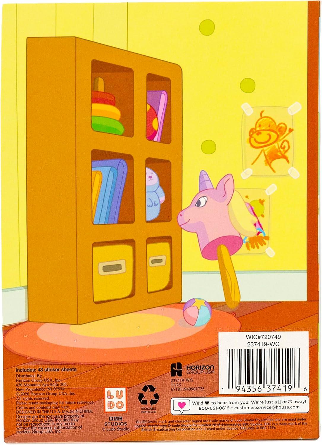 imageHorizon Group USA Sticker Book with Large and Small Sizes Kids Stationary for Water Bottle Notebooks and Party Favors 1500 Bluey