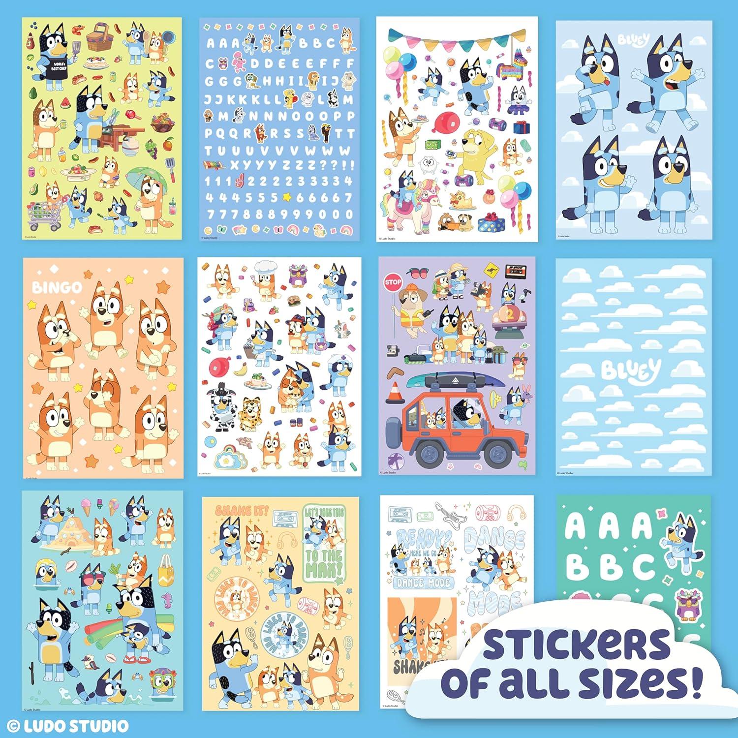 imageHorizon Group USA Sticker Book with Large and Small Sizes Kids Stationary for Water Bottle Notebooks and Party Favors 1500 Bluey