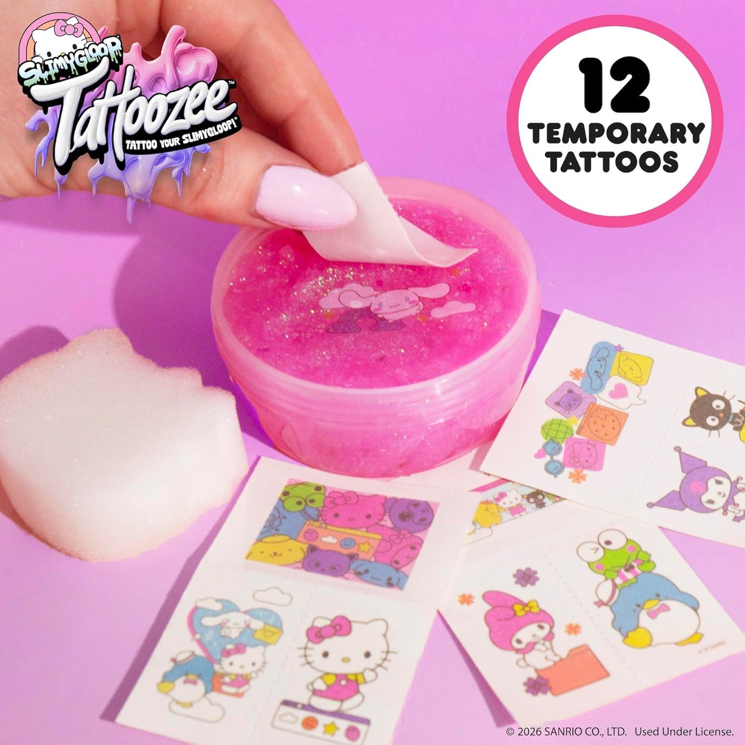 imageSLIMYGLOOP Tattoozee Bluey Tattoo Transfer Slime Kit Sensory Play for Kids Ages 6 Cotton Candy Scented Glitter TextureHello Kitty