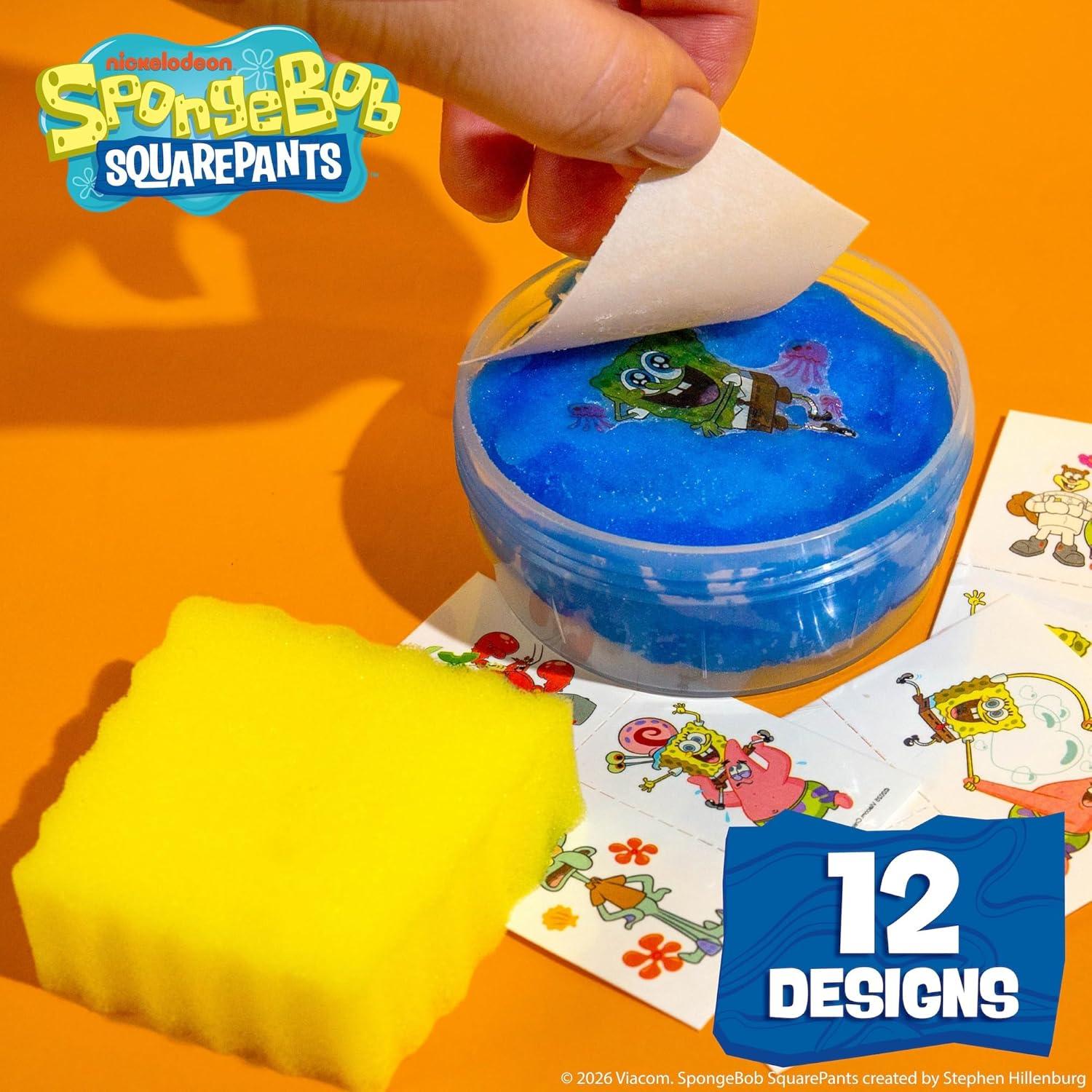 imageSLIMYGLOOP Tattoozee Bluey Tattoo Transfer Slime Kit Sensory Play for Kids Ages 6 Cotton Candy Scented Glitter TextureSpongebob Squarepants