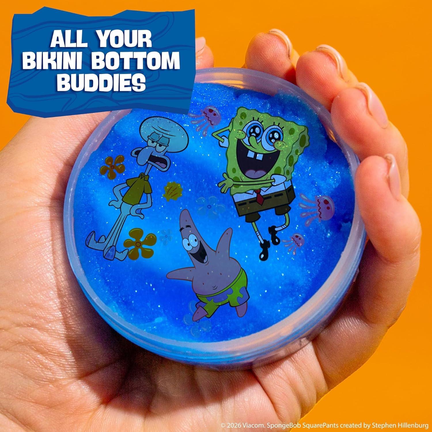 imageSLIMYGLOOP Tattoozee Bluey Tattoo Transfer Slime Kit Sensory Play for Kids Ages 6 Cotton Candy Scented Glitter TextureSpongebob Squarepants