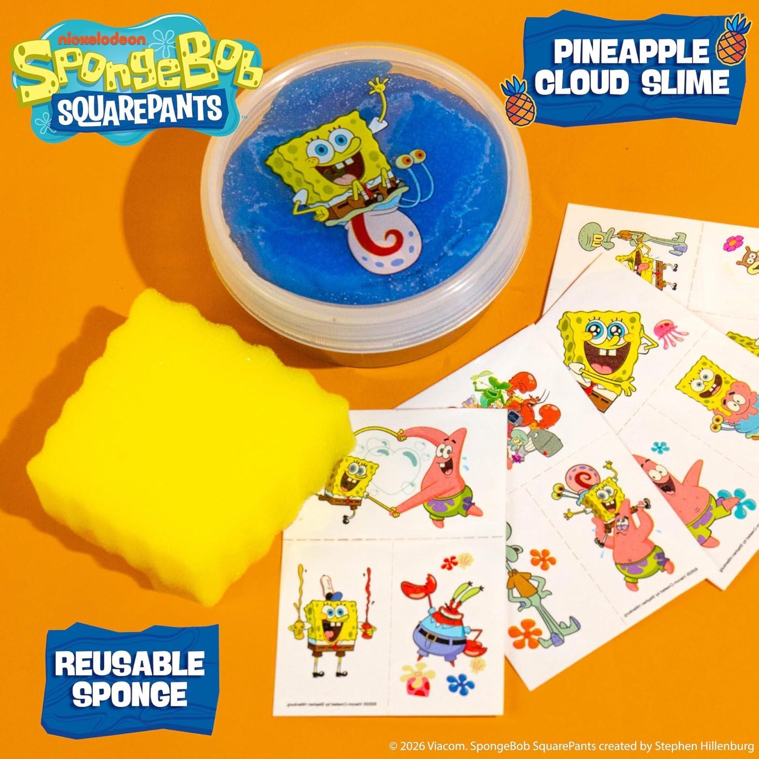 imageSLIMYGLOOP Tattoozee Bluey Tattoo Transfer Slime Kit Sensory Play for Kids Ages 6 Cotton Candy Scented Glitter TextureSpongebob Squarepants