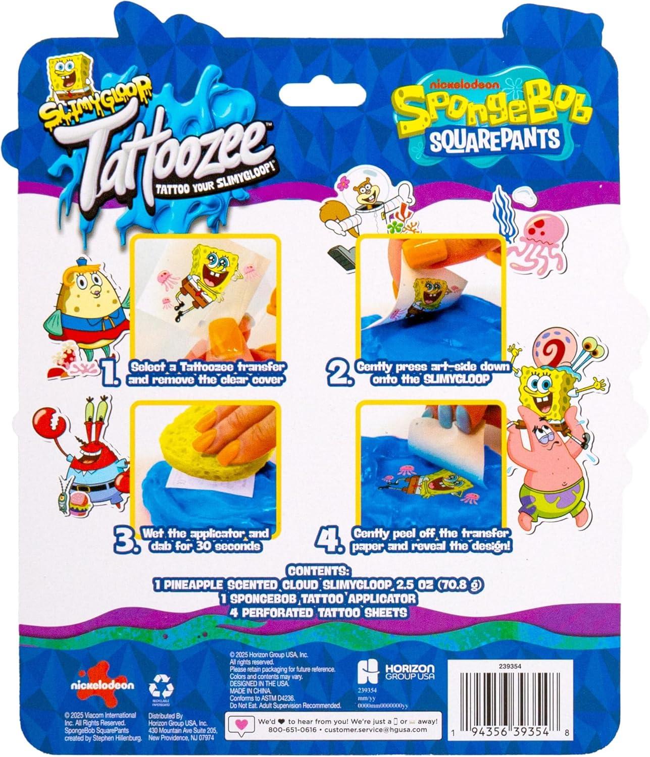 imageSLIMYGLOOP Tattoozee Bluey Tattoo Transfer Slime Kit Sensory Play for Kids Ages 6 Cotton Candy Scented Glitter TextureSpongebob Squarepants