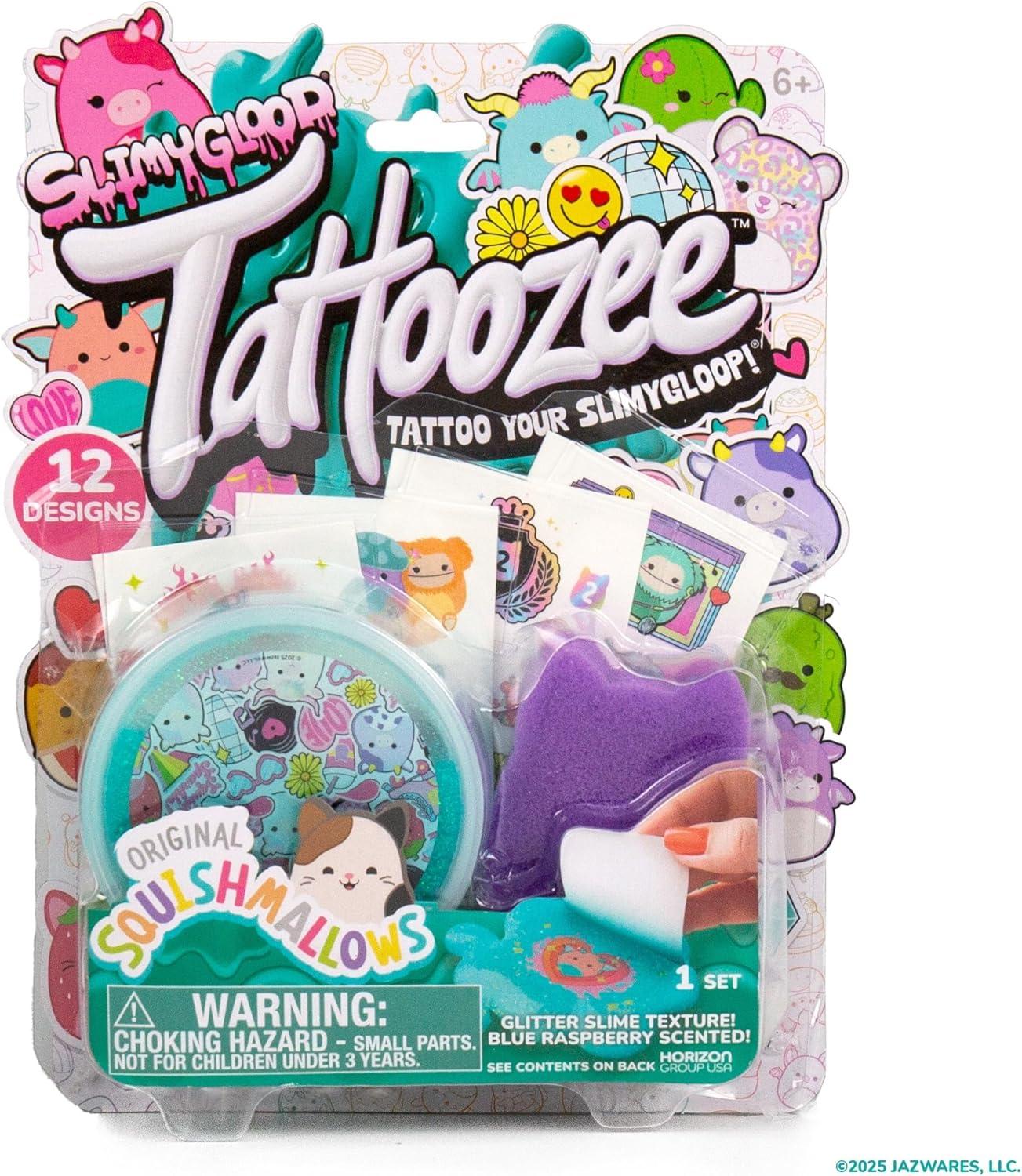 imageSLIMYGLOOP Tattoozee Bluey Tattoo Transfer Slime Kit Sensory Play for Kids Ages 6 Cotton Candy Scented Glitter TextureSquishmallows