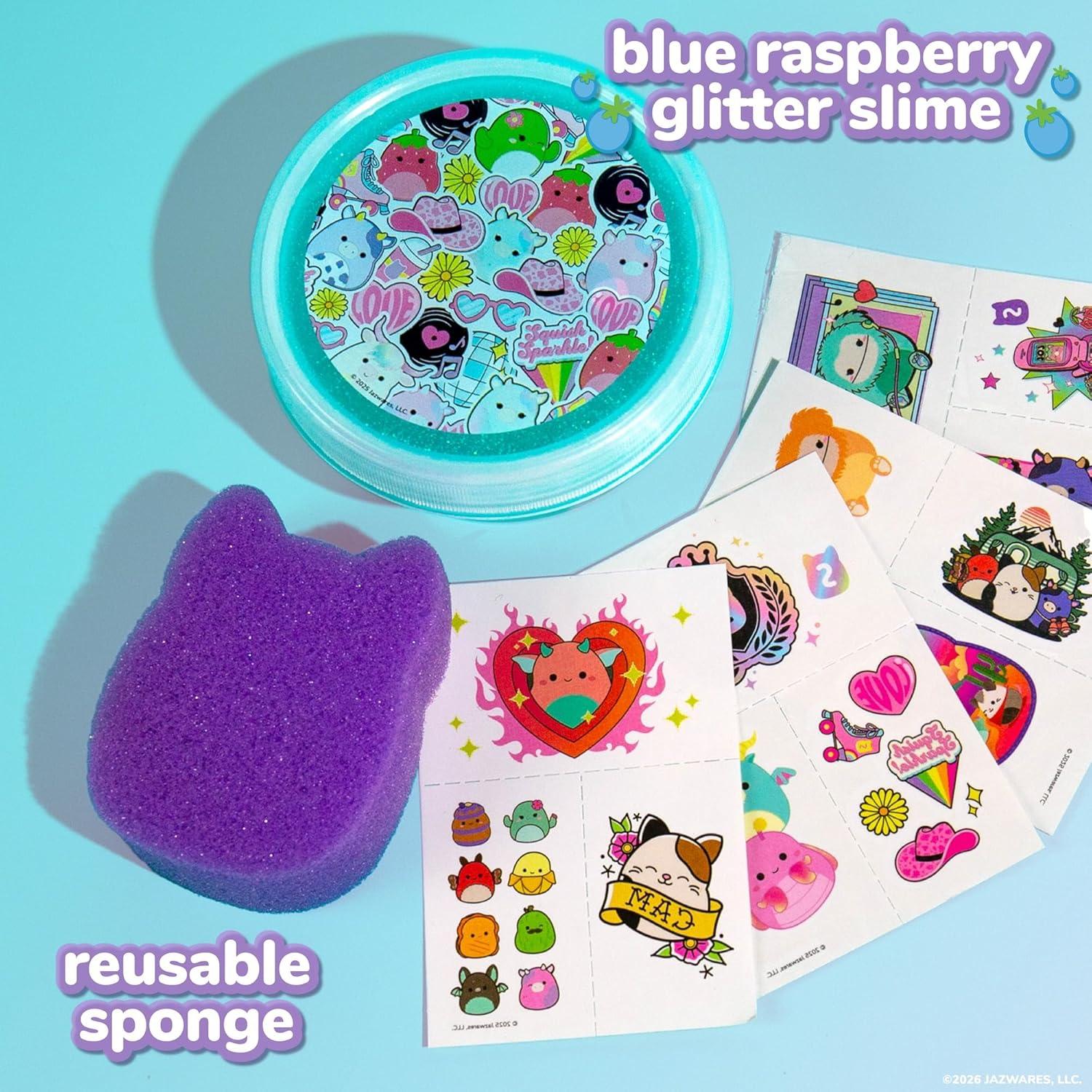 imageSLIMYGLOOP Tattoozee Bluey Tattoo Transfer Slime Kit Sensory Play for Kids Ages 6 Cotton Candy Scented Glitter TextureSquishmallows