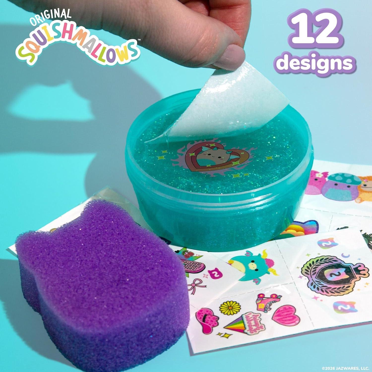 imageSLIMYGLOOP Tattoozee Bluey Tattoo Transfer Slime Kit Sensory Play for Kids Ages 6 Cotton Candy Scented Glitter TextureSquishmallows