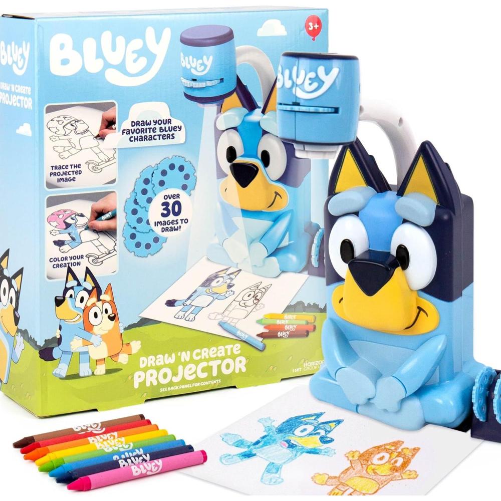 imageBluey Draw N Create Projector Toy Includes Slides to Trace amp Color Scenes with Crayons Batteries Required