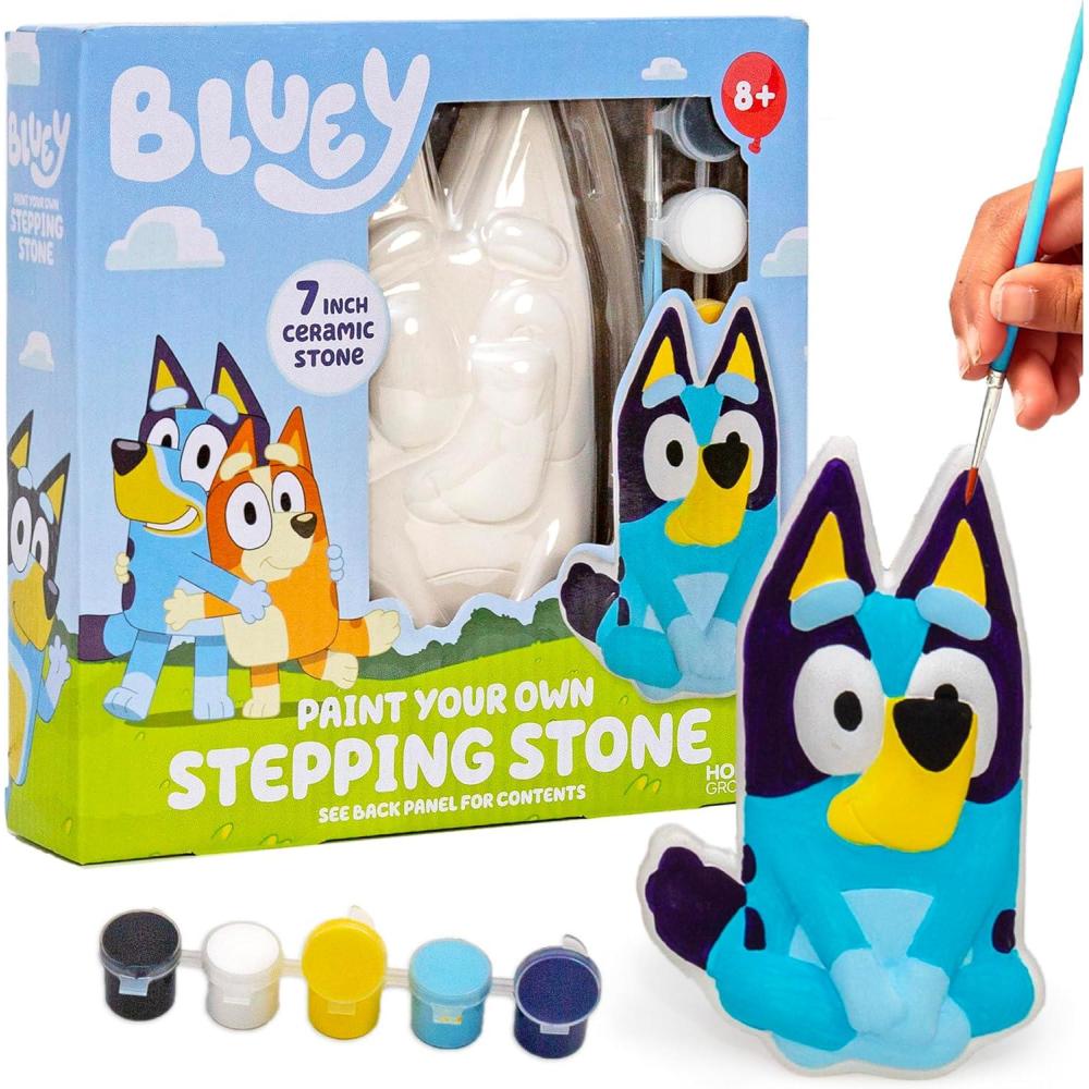 imageBluey Paint Your Own Ceramic Stepping Stone Kit Measures 7 Inches Includes Acrylic Paints amp Paintbrush