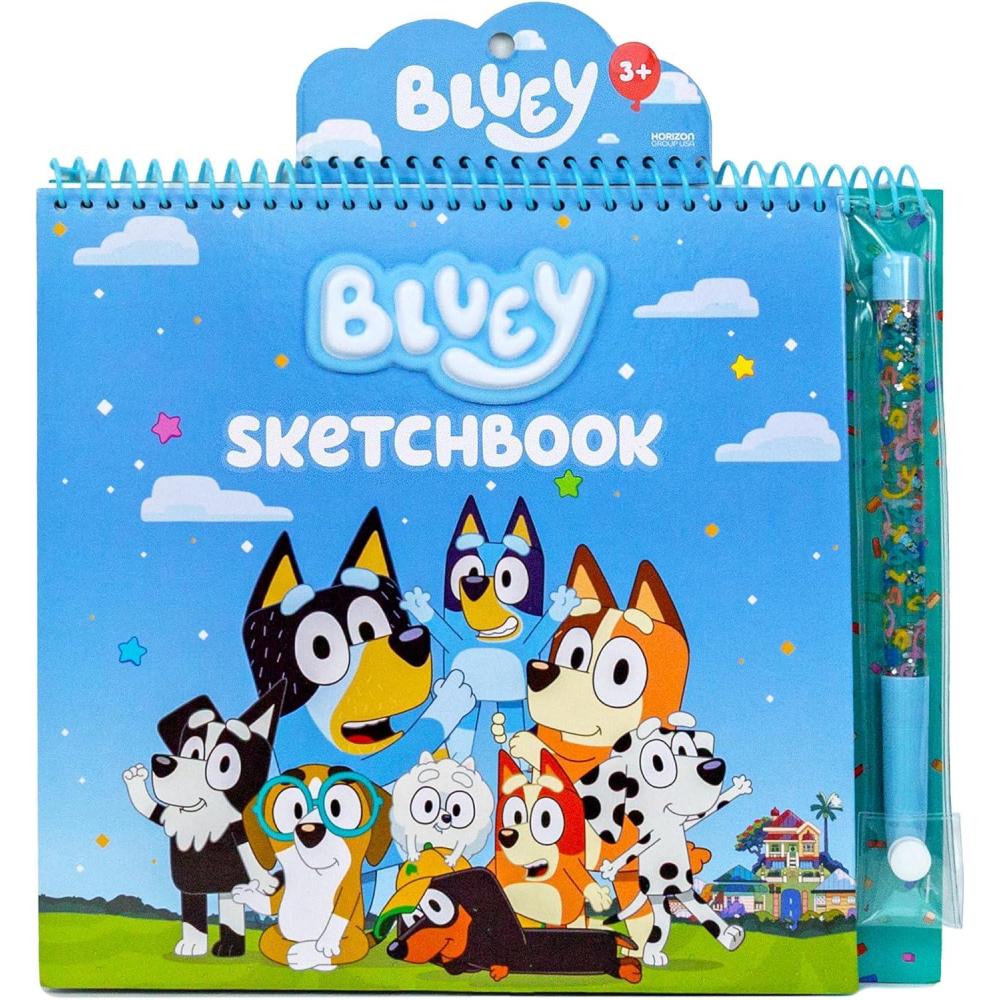 imageBluey Sketchbook 20Page Coloring Book with Bluey Stickers amp Glitter Pen Fun Art Supplies for Kids Great Kids GiftsBluey
