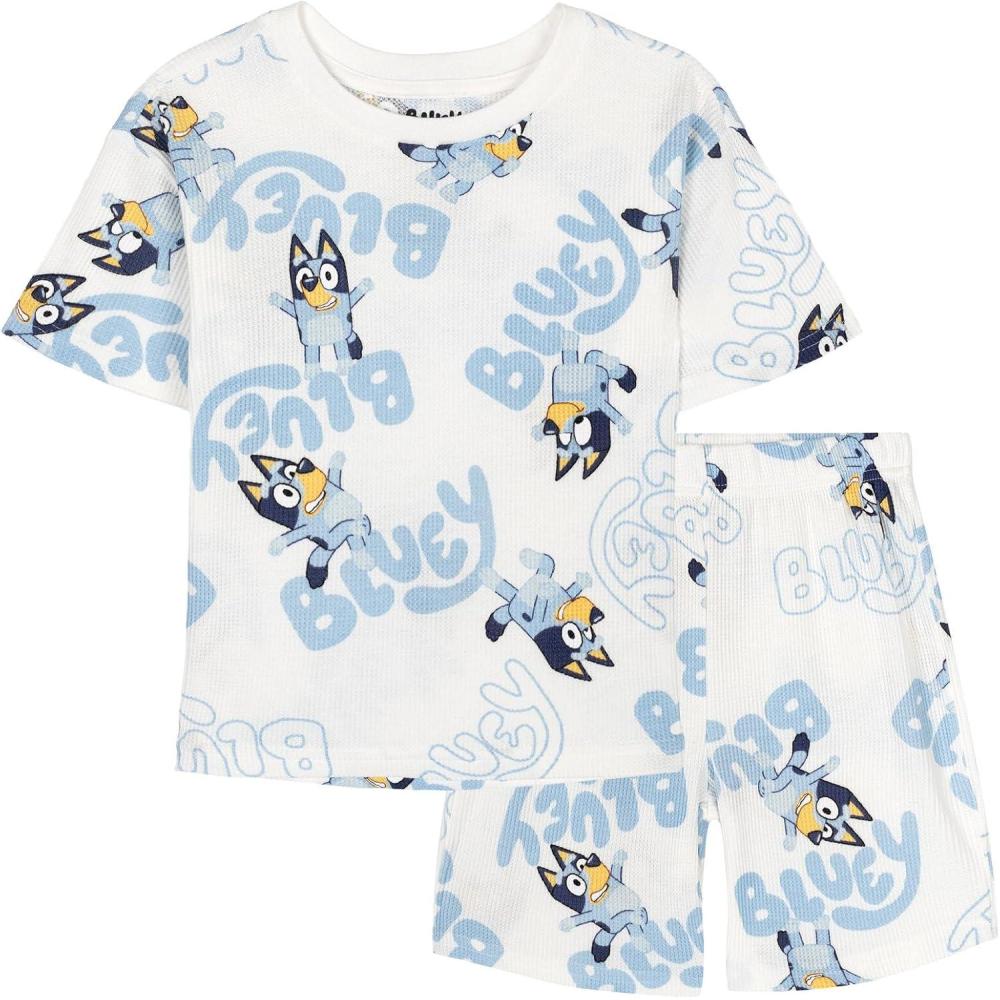 imageBluey Waffle TShirt amp Shorts Set Infant to Little Kid Sizes 12 Months 78Offwhite Blue
