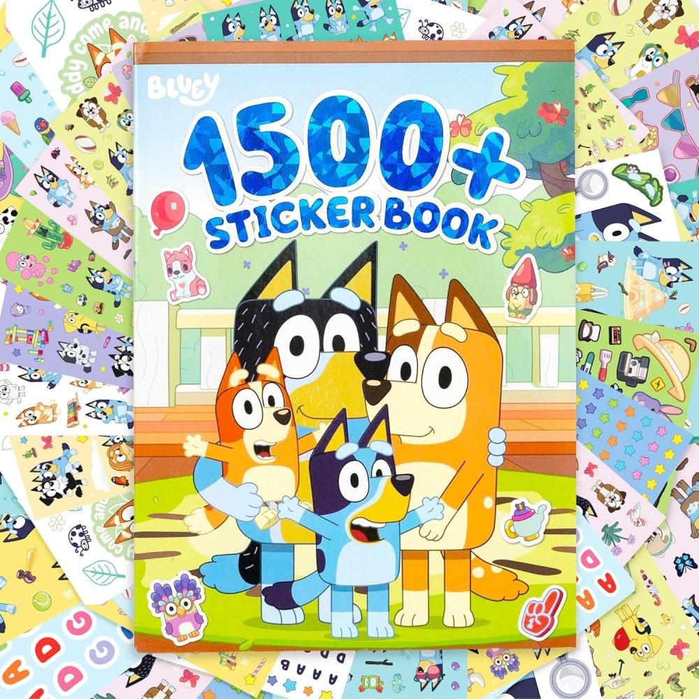 imageHorizon Group USA Sticker Book with Large and Small Sizes Kids Stationary for Water Bottle Notebooks and Party Favors 1500 Bluey