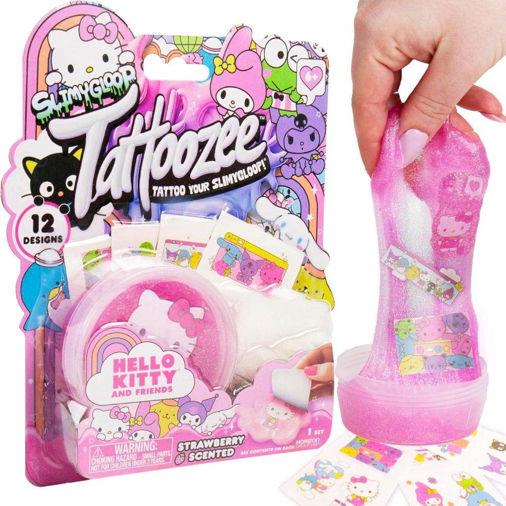 imageSLIMYGLOOP Tattoozee Bluey Tattoo Transfer Slime Kit Sensory Play for Kids Ages 6 Cotton Candy Scented Glitter TextureHello Kitty