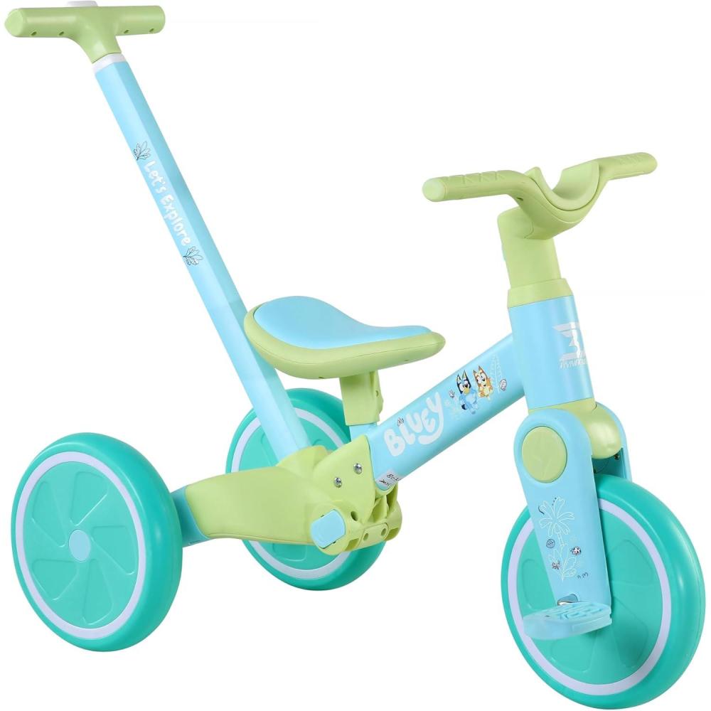 imageDynacraft Bluey Riding Toys for Toddlers  3in1 Push Trike amp 4Wheel Balance BikeBlue