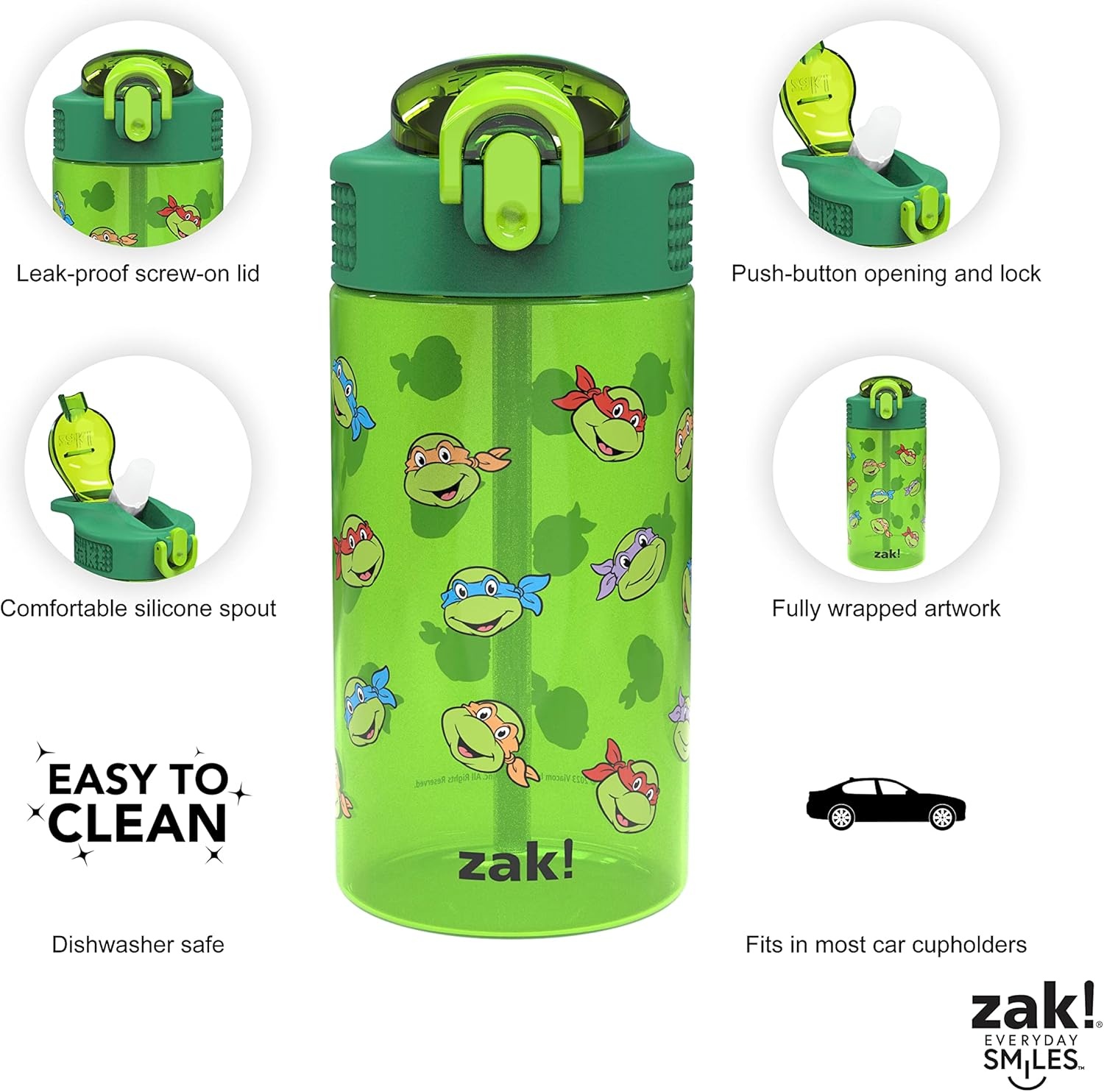 image:imageZak Designs Bluey Sage Kids Water Bottle For School or Travel 16oz Durable Plastic Water Bottle With Straw Handle and LeakProof PopUp Spout Cover 2Pack Set Bluey amp BingoTeenage Mutant Ninja Turtles